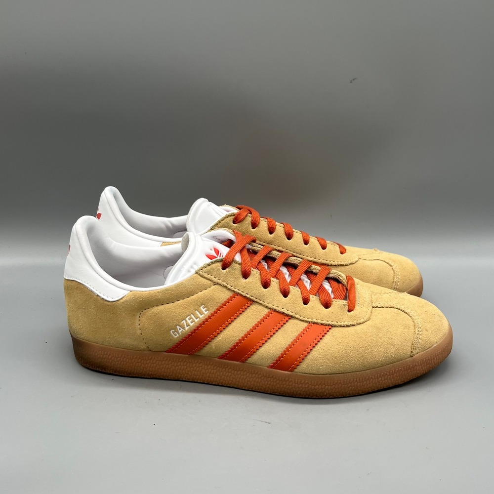 Adidas Shoes Men 8.5 Brown Orange Suede Gazelle Low Top Casual Sneakers Gum Sole
